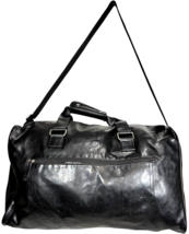 Calvin Klein Black PVC Faux Leather Duffle Bag 20 x 12 x 8 inches in EUC - $27.55