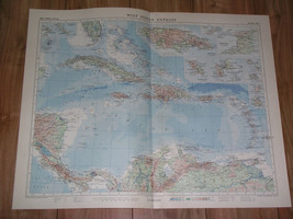 1957 Vintage Map Of West Indies Antilles Caribb EAN Puerto Rico Scale 1:5,500,000 - £24.59 GBP