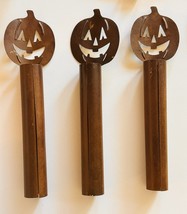 Vtg Rustic Metal Pumpkin Electric Candlestick Covers Halloween Fall Deco... - €10,26 EUR
