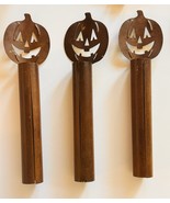 Vtg Rustic Metal Pumpkin Electric Candlestick Covers Halloween Fall Deco... - €10,26 EUR