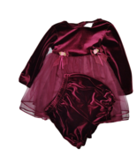 Vintage Sweetheart Rose Toddler Girls Burgundy Velvet Dress Pantaloons S... - £15.56 GBP