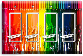 Bright Color Melted Crayons 4 Gfci Light Switch Plate New Art Hobby Stodio Decor - £16.34 GBP