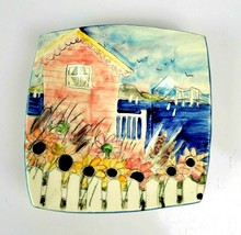 Studio Art Ceramic Decorative Plate Cottage By Water Hand Painted GAAC 2... - $23.97