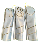 Leather Golf Wood Headcovers Set Of 3 Unbranded 1, 3, X In Nice Condition - £23.33 GBP