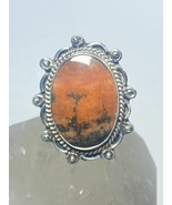 Agate ring Navajo petrified wood sterling silver women girls size 8.50 - £133.27 GBP