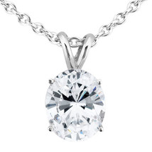 Oval Diamond Solitaire Pendant Treated Solid 14K White Gold H SI2 0.95 CT IGI - £1,925.97 GBP