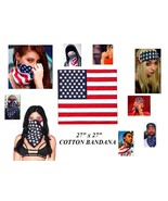XL BIG Super-size 27x27&quot; USA FLAG BANDANA US Scarf Head Hair Neck Face M... - $16.45 CAD