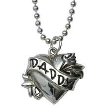 Daddy Heart Tattoo Fine Sterling Silver Pendant Ball Chain 925 Femme Metale NWT - £149.45 GBP