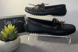 Women&#39;s Black Leather Driving Moccasin Style Slip On Shoes Size 7.5M - $28.00