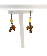 Vintage Sterling Signed 925 Cluster Amber Beaded Drop Dangle Lever back ... - $846.75 MXN