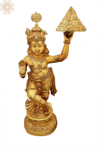  47&quot; Shri Krishna Lifting the Govardhana Mountain -Large Size In Brass |Handmade - £2,122.44 GBP