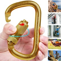 Dekabr Heavy Duty Alloy Steel Auto-Locking Climbing Carabiner, Inch, Large, Gold - $32.99