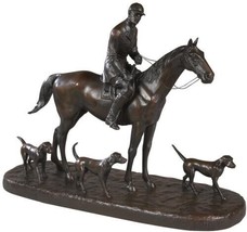 Sculpture Statue Huntsman and 3 Foxhounds Equestrian OK Casting USA Hand-Cast - £374.12 GBP