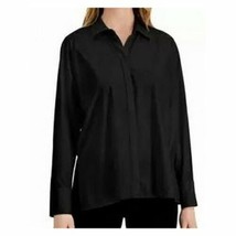 MSRP $70 Alfani Women&#39;s Black Cuffed Sleeve V Neck Blouse Petites Size Small P - £18.53 GBP