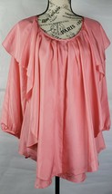 Tasha Polizzi Collection Classy Chic Coral Silk Ruffle Blouse Top Womens Size M - £62.04 GBP