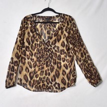 Banana Republic Leopard Print Blouse Women&#39;s Size XS Long Sleeve Pullove... - £14.87 GBP
