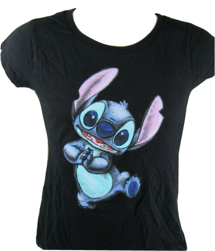 Disney Stich T-Shirt Black Kids Child Size Medium Movie Lilo & Stitch - $19.68