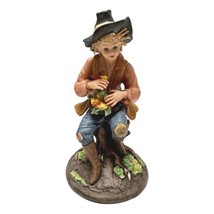 Hillbilly Country Girl Capodimonte Style Figurine Ceramic 10 in Vintage 70s - £48.58 GBP