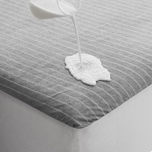 King-Sized Tastelife Grey Stripe Waterproof Mattress Protector Cotton, And Soft. - £36.20 GBP