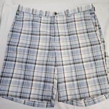 Haggar Golf Shorts Cool Pro Plaid Shorts Flat Front Lightweight Mens 38 - £8.52 GBP