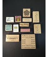 Stamps Wooden Rubber Stamps Lot Of 12 Mixed Assorted Various vintage - £15.71 GBP