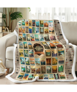 Map Fleece Blanket for Couch Sofa Travel, American National Park Throw B... - €30,51 EUR