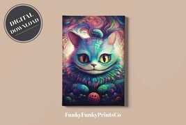 Artisan PRINTABLE wall art, Cheshire Cat Black Light style, Portrait | D... - £2.74 GBP
