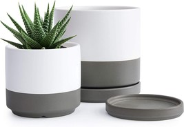 Small Plant Pots Set, 4 X 6 And 6 X 6 Ceramic Planter Pot For Plants With, 6 - £32.07 GBP