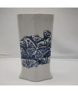 Royal Haegar Blue Butterfly Vase Diamond Shape Textured Vintage MCM  - £18.15 GBP