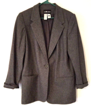 Sag Harbor blazer women size 16 gray contains WOOL  pockets, shoulder pads - £13.62 GBP
