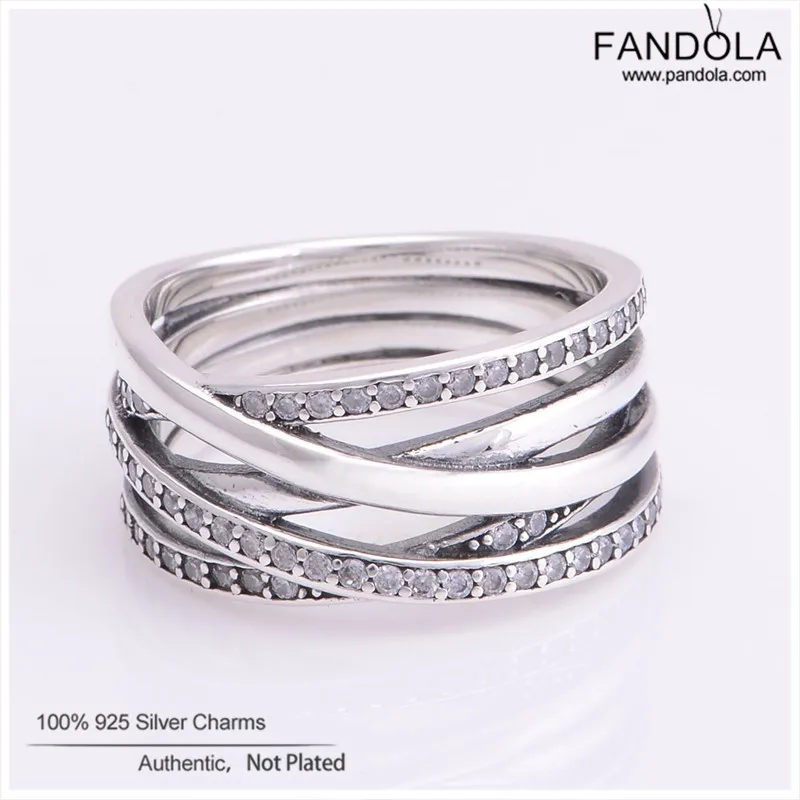 Authentic 925 Sterling Silver Rings for Women Entwined Clear CZ Ring Engagement  - £26.64 GBP