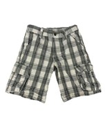 Wrangler Boys Plaid Cargo Shorts Size 7 Regular Gray/White 100% Cotton D... - $14.00