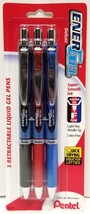 NEW Pentel EnerGel RTX 3-Pack Liquid Gel Pen Deluxe Assorted Colors .5mm BLN75 - £4.48 GBP