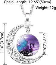 Blue Wing Dragon Moon Pendant Necklace Bracelet Earrings Jewelry Set Gifts for W - £22.01 GBP