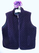 Ralph Lauren Chaps Quilted Velvet Reversible Zip Vest 1X Plus Size Purpl... - £23.48 GBP