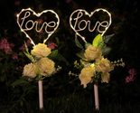 Solar Heart Garden Stake Lights 2 Pack 16 Inch with Grave Decorations fo... - £33.77 GBP