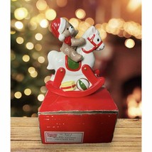 Christmas Ride Teddy Bear Music Box Ebeling &amp; Reuss Vintage 1984 Plays T... - $19.25