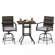 3 Pieces Outdoor Swivel Bar Set High Top Patio Bar Table and Rattan Wick... - $399.45