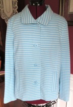 Talbots Nautical Light Blue And Cream Stripe Jacket Blazer Size Large Ex... - £22.30 GBP