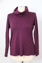 LL Bean S Purple Cowl Neck Supima Cotton Long Sleeve Tee Top 508042 - £16.44 GBP