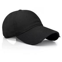 Black Distressed Cotton Baseball Ball Cap Hat Solid Blank Plain Men Women - $32.84 CAD