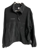 Columbia Full Zip Fleece Jacket Mens Size L Black White Embroidered Logo Comfy - £10.91 GBP