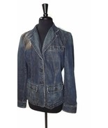 Ralph Lauren JEAN JACKET w/ Brown LEATHER Right Rugged Distress Size L L... - $81.52 CAD