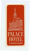 Palace Hotel Rectangular Luggage Label Copenhagen Denmark - $10.89