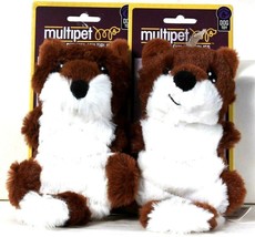 2 Count Multipet Cuddle Buddies Huggable Cuddly Squeaking Fox Stuffed Toy - £15.97 GBP