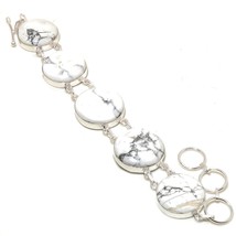 Howlite Round Shape Gemstone Handmade Ethnic Gift Bracelet Jewelry 7-8&quot; SA 1089 - £6.25 GBP