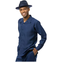 Men's MONTIQUE Two Piece Set Walking Leisure Suit 2391 Navy Tone on Tone image 3