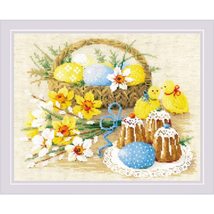 RIOLIS UAB Counted Cross Stitch, Easter Still Life with Chickens (14 Ct) - £23.97 GBP