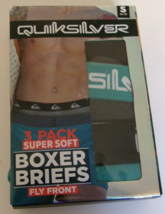 Three QuickSilver boxer briefs Size Small Fly Front Green Black and Gray - $18.76