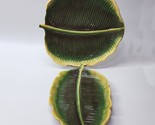 Home Interiors Large Serving Platter / Wall Decor Set Green Leaf Oval Plate - $39.57